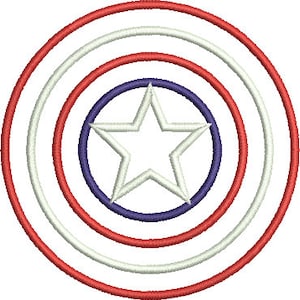 11 sizes. Captain America shield applique design.  Embroidery applique design.