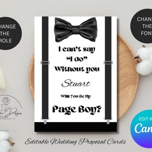 Carte de proposition de mariage numérique et modifiable Will You Be My Best Man, Page Boy, Garçon d'honneur