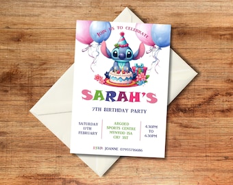 Personalised Lilo & Stitch Birthday Invitations