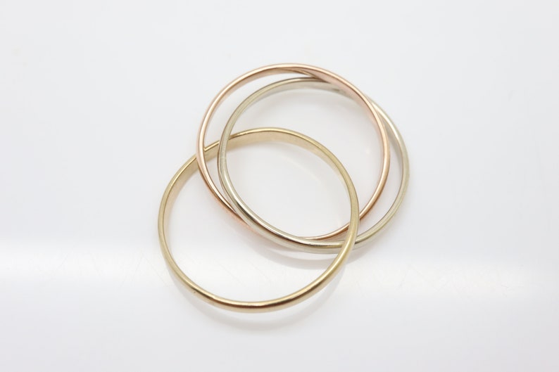 Vintage Three Color 9Ct Gold Russian Wedding Band Ring Size L 12