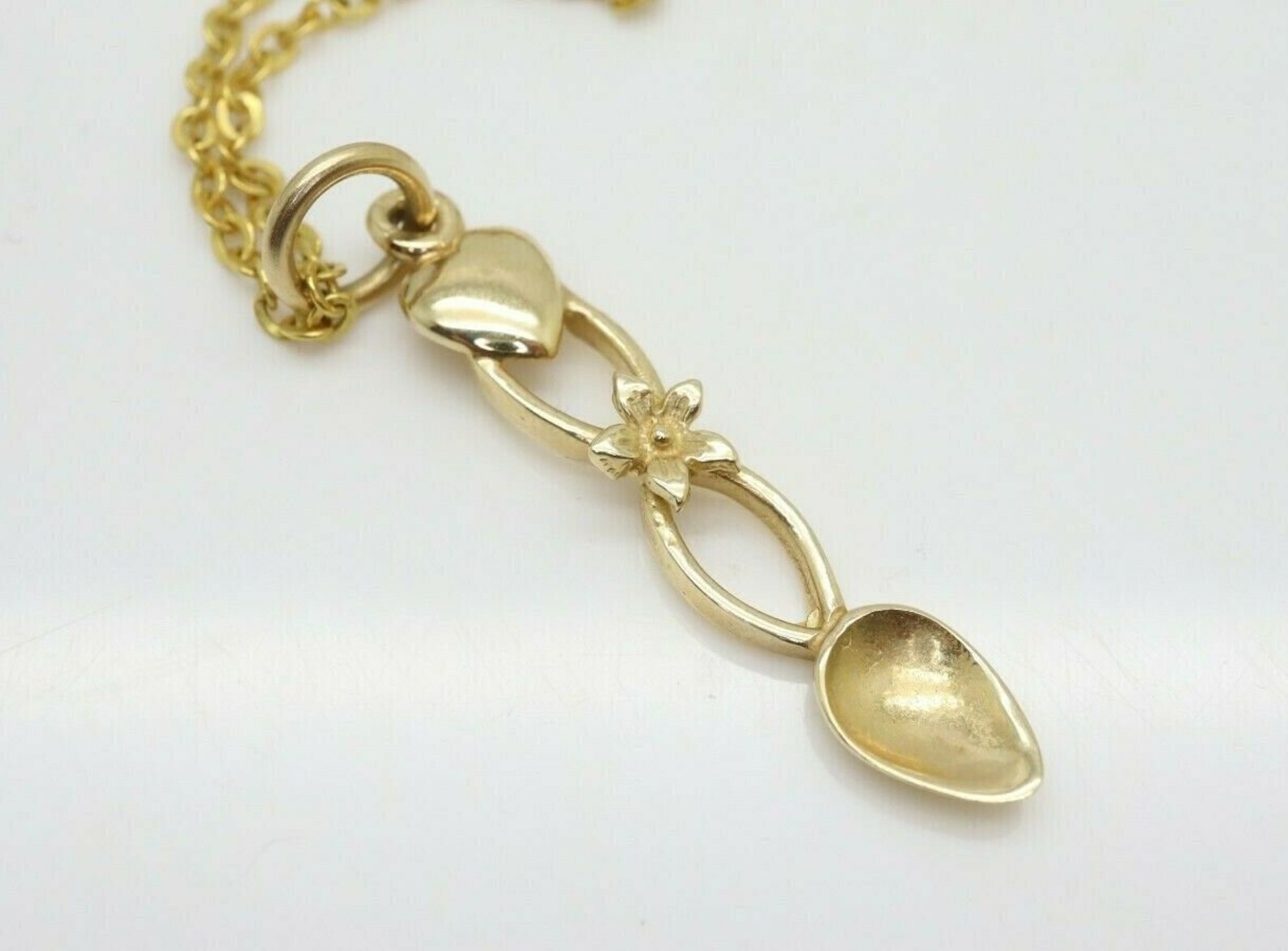 Vintage 9Ct Gold Welsh Heart Lovespoon Pendant 18'' Etsy