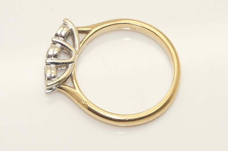 Unusual Vintage 9Ct Gold Trilogy Diamond Engagement Ring Size O