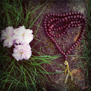 Handmade Dark Jackfruit 108 Mala Bead Set | Wooden Bead Necklace Bracelet With Tassel | For Meditation, Prayer, Yoga, Spiritual Healing