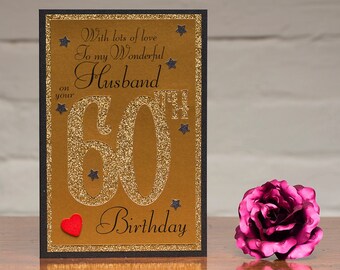 60th Birthday Card to my wonderful Husband heartfelt sentiment 60 husband birthday card luxury A5 card