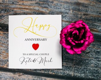 Personalised elegant Anniversary card- To a special couple - Heartfelt verse inside - can be signed & sent direct