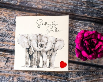 greeting card A6 All you need is love wedding card elephants in love valentine/'s card love hearts