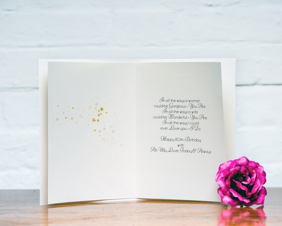 80e Anniversaire Carte Romantique A Ma Cherie Femme Sentiment Etsy France