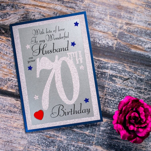 70th Birthday Card to my wonderful Husband heartfelt sentiment 70 husband birthday card luxury A5 card