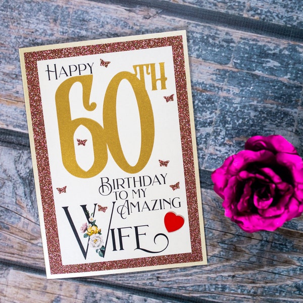 Wife 60th Birthday Card Etsy Uk