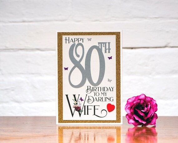 80e Anniversaire Carte Romantique A Ma Cherie Femme Sentiment Etsy France