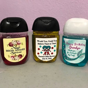 Personalized Hand Sanitizers LABELS ONLY Includes a Set of 30 Your Colors, Design & Theme Bath Body Works Hand Sanitizer Favors image 1