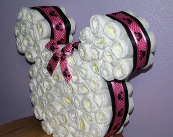 Mickey Mouse Ears Diaper Cake, Minnie Mouse Diaper Cake, Disney Diaper Cakes, Boy Diaper Cake, Girl Diaper Cake, Diaper Cake Centerpiece