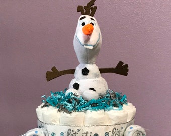 Olaf Diaper Cake - Frozen Diaper Cake - Winter Snowflake Diaper Cake - Available in 1, 2 or 3 Tiered Sizes