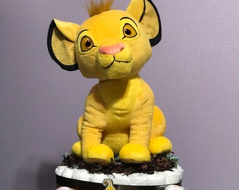 Lion King Diaper Cake | Disney Simba Diaper Cake | Lion King Baby Shower Centerpiece | Disney Diaper Cakes