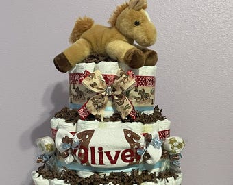 Country Western Diaper Cake Centerpiece: Cowboy Baby Shower Decor