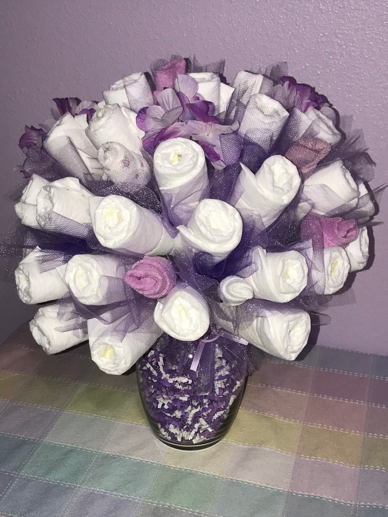 Diaper Bouquet Baby Shower Centerpiece Unique Diaper Etsy