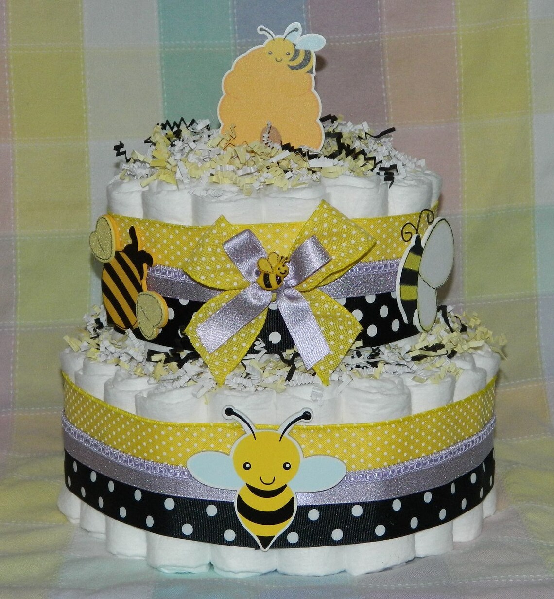 Bumble Bee Diaper Cake Neutral Baby Diaper Cakes Diaper Cake Etsy