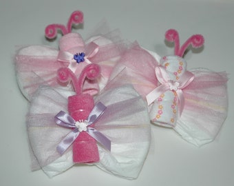 Diaper Butterflies, Butterfly Diapers, Baby Shower Decorations, Butterfly Baby Shower, Diaper Creations, Butterfly Baby Gifts