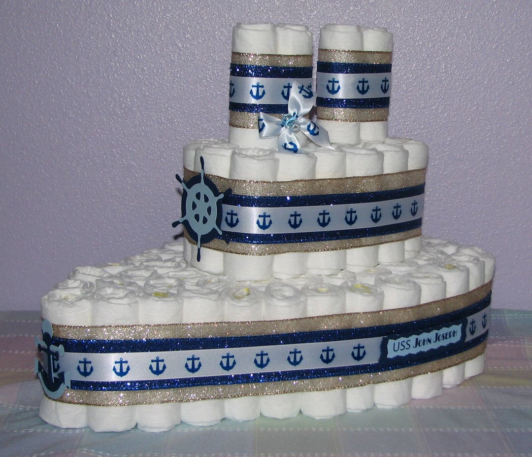 Nautical Diaper Cake, Boat Diaper Cake, Baby Boy Diaper Cake, Boat Shaped Diaper Cake, Baby