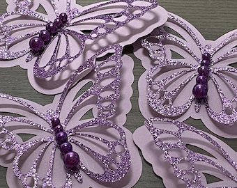 3D Glitter Paper Butterflies: Diaper Cake Toppers, Scrapbooking (Set of 8)
