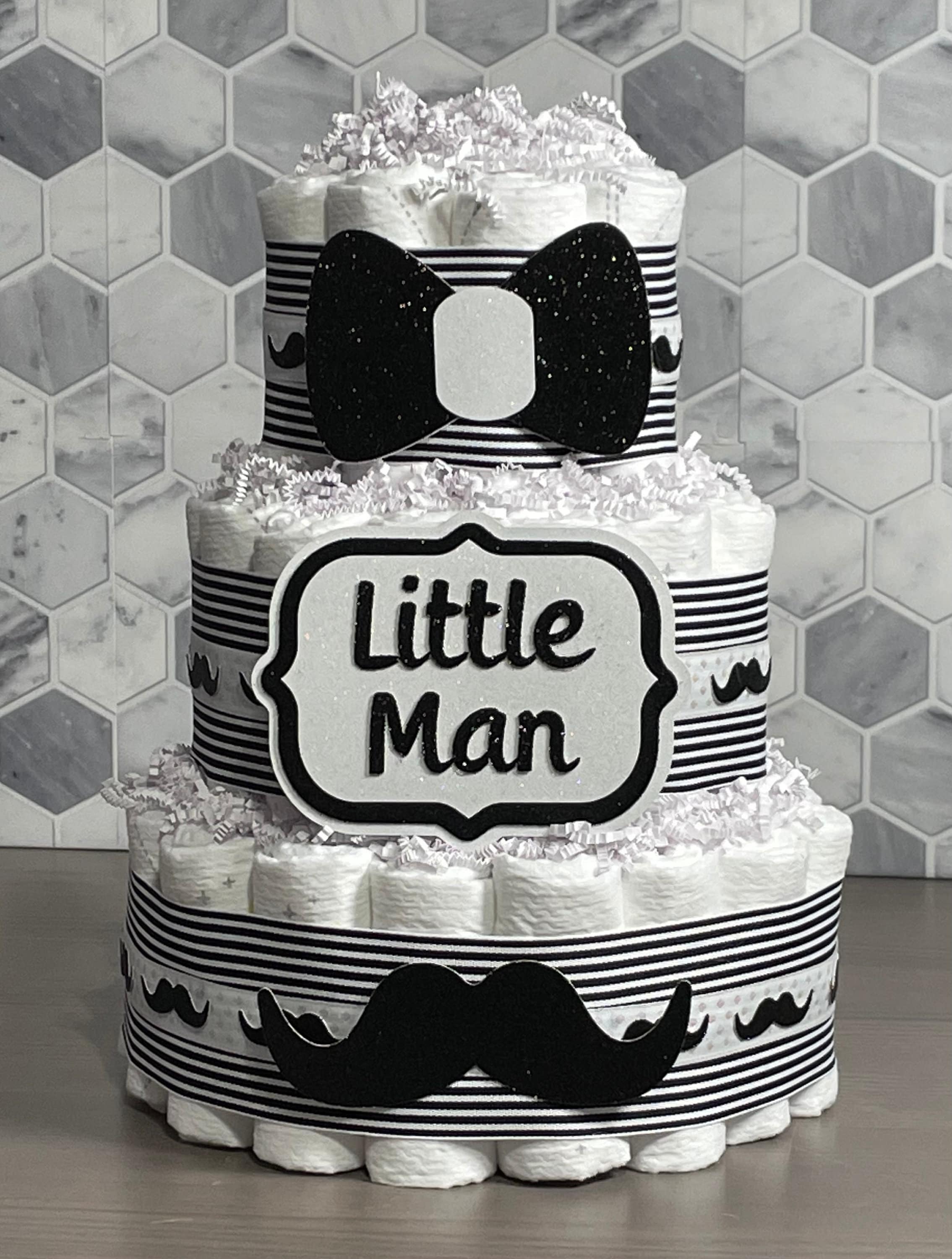 Baby Shower Cake Mustache Diaper Cake Little Man Diaper Cake