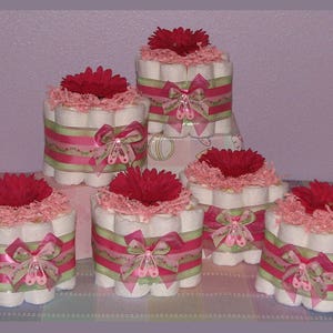 Diaper Cupcakes - Baby Shower Centerpiece, Small Diaper Cakes, Baby Shower Gifts, Unique Diaper Creations