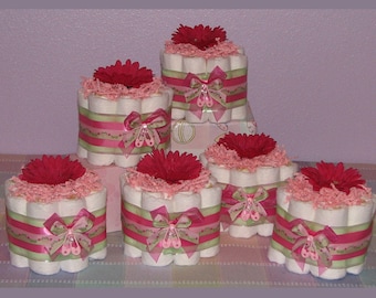 Diaper Cupcakes - Baby Shower Centerpiece, Small Diaper Cakes, Baby Shower Gifts, Unique Diaper Creations