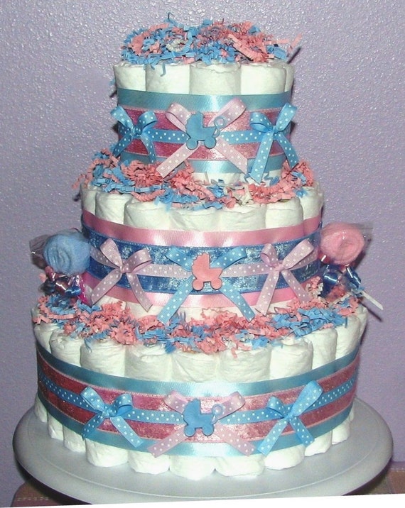 diaper cake for twins boy and girl