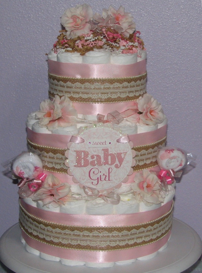 Shabby Chic Diaper Cake Baby Girl Diaper Cake Baby Shower | Etsy