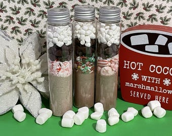 Hot Chocolate Favors | Hot Cocoa Stocking Stuffers | Teacher Hot Cocoa Gifts | Secret Santa Cocoa | Hot Cocoa Tube Favors | Custom Hot Cocoa