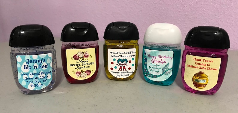 Personalized Hand Sanitizers LABELS ONLY Includes a Set of 30 Your Colors, Design & Theme Bath Body Works Hand Sanitizer Favors image 1