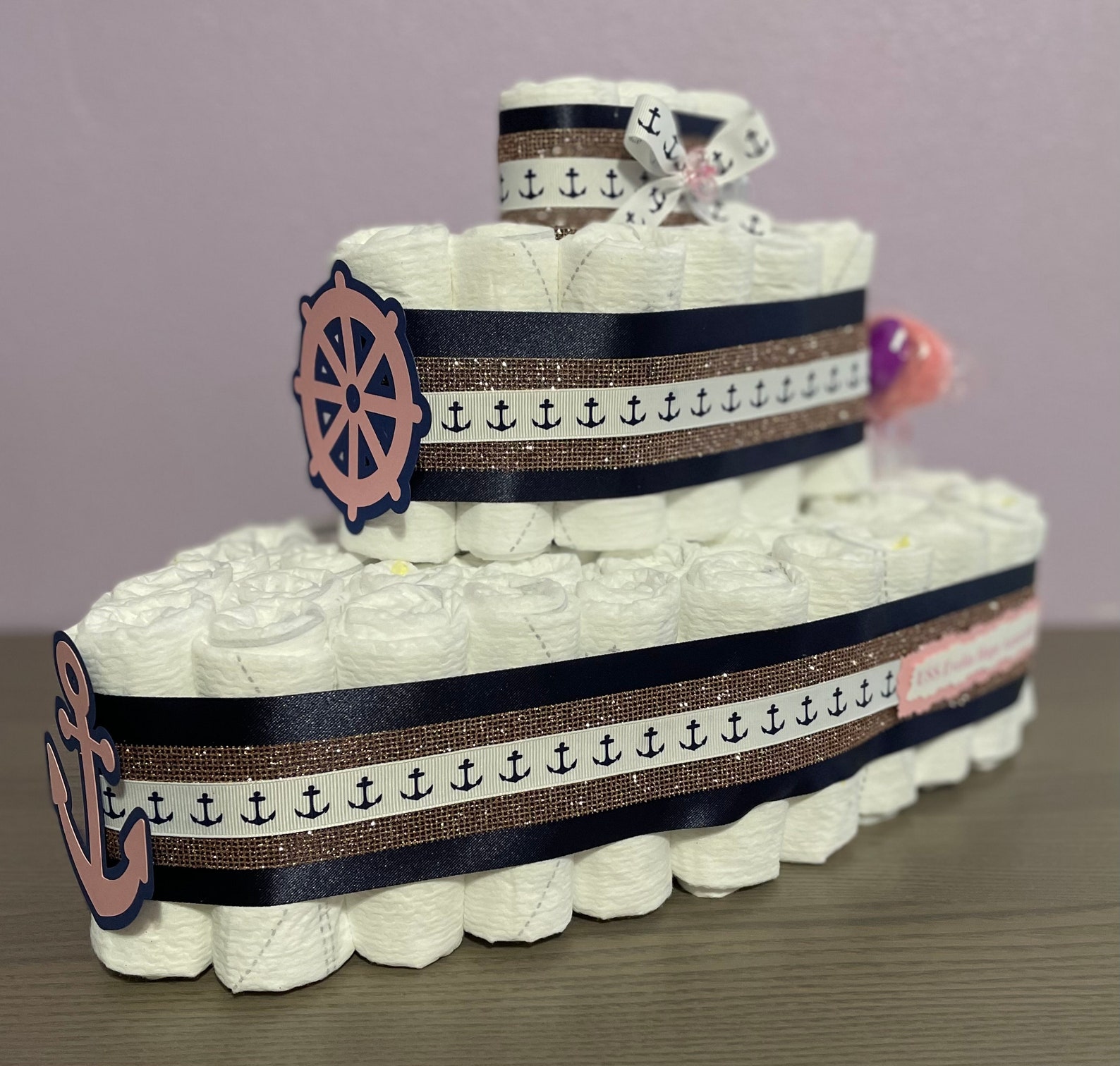 Nautical Diaper Cake Boat Diaper Cake Baby Boy Diaper Cake Etsy