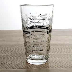 Vaso mezclador de cócteles MCM con recetas / Vaso de cóctel / Artículos de bar vintage