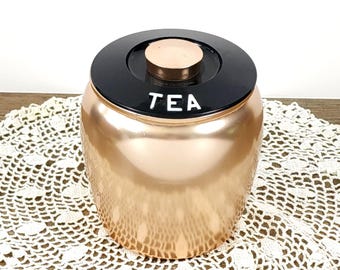 Vintage KROMEX Aluminum Copper Canister Set, Circa 1950, MCM