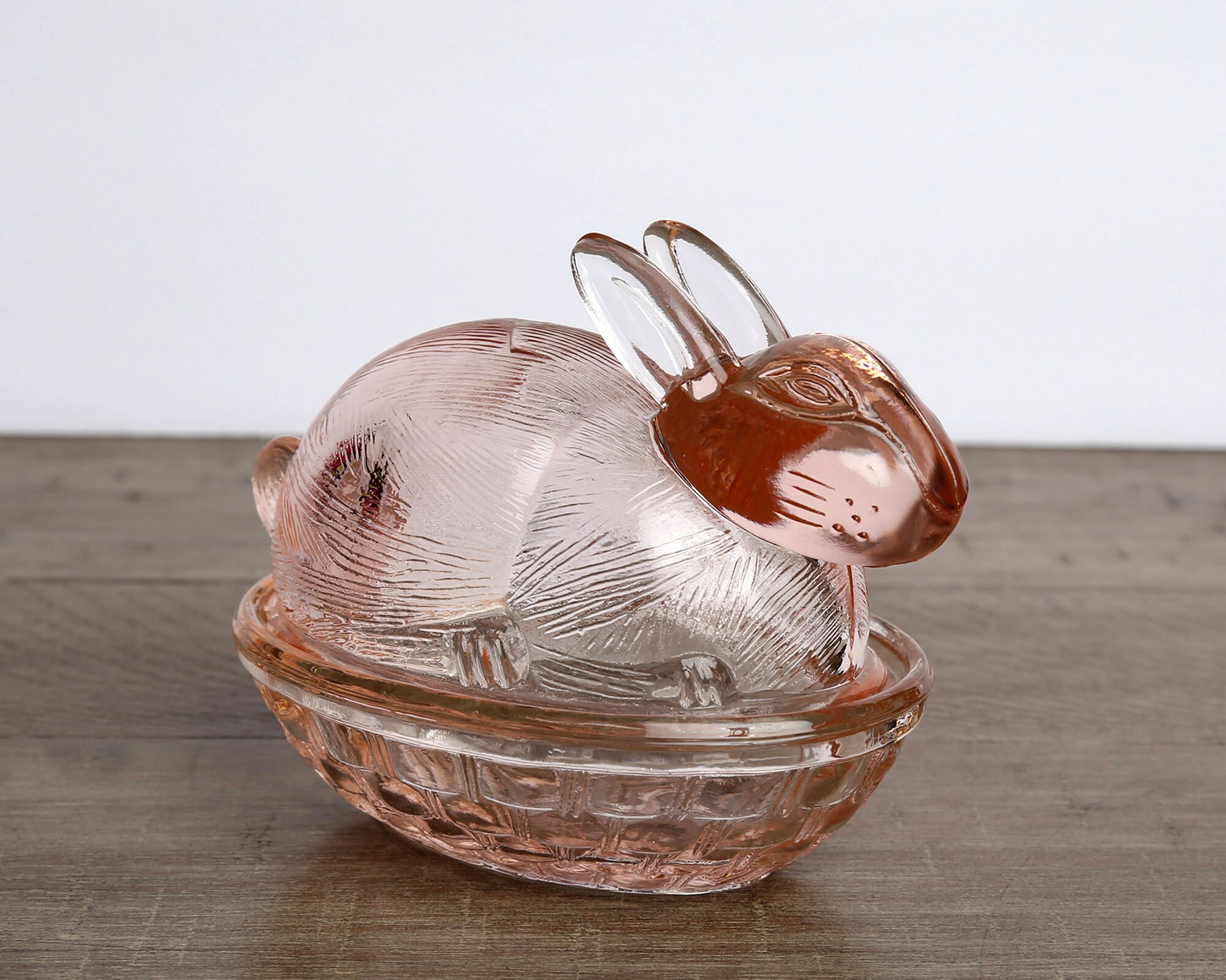 Pink Glass Rabbit on Nest Candy Dish Trinket Dish Easter Etsy