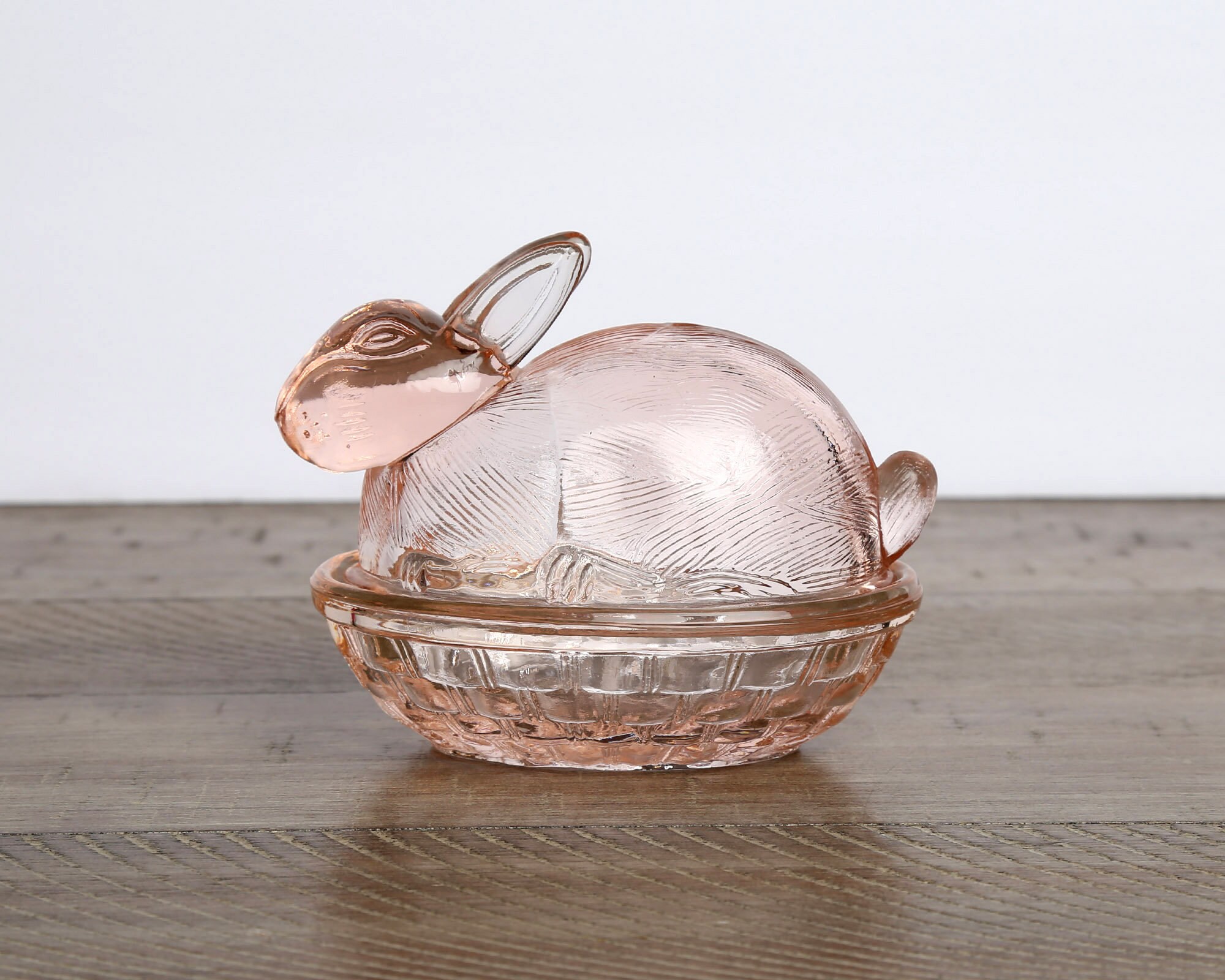Pink Glass Rabbit on Nest Candy Dish Trinket Dish Easter Etsy