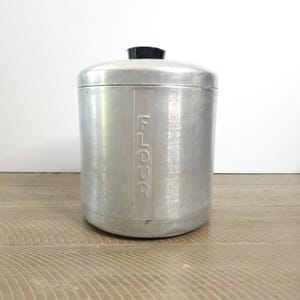 1960s Brushed Aluminum Flour Canister- Retro Kitchen Storage - Vintage Farmhouse Container