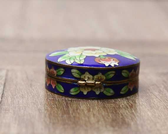 Vintage Cloisonné Brass and Enamel Trinket Box - image 4