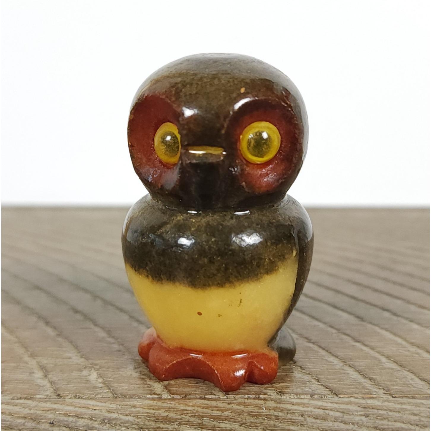 Vintage Miniature Owl Figurine, Carved Stone