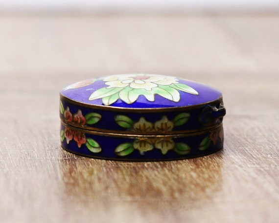 Vintage Cloisonné Brass and Enamel Trinket Box - image 3