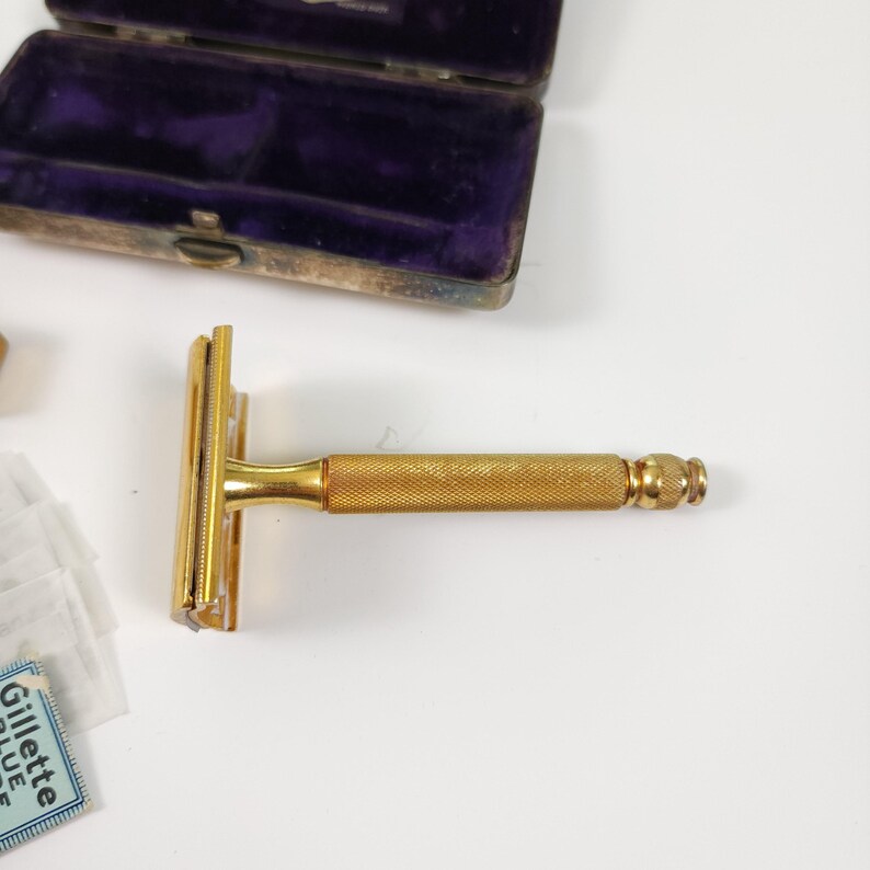 Velvet Razor Vintage Gold Gillette Razor With Case and Blades - Etsy