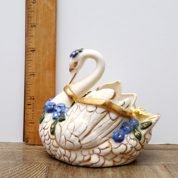 Vintage Swan Trinket Dish, Midcentury, Hand Paint… - image 9