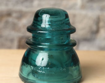 Teal blue glass insulators, vintage glass insulators, Hemingray, Brookfield