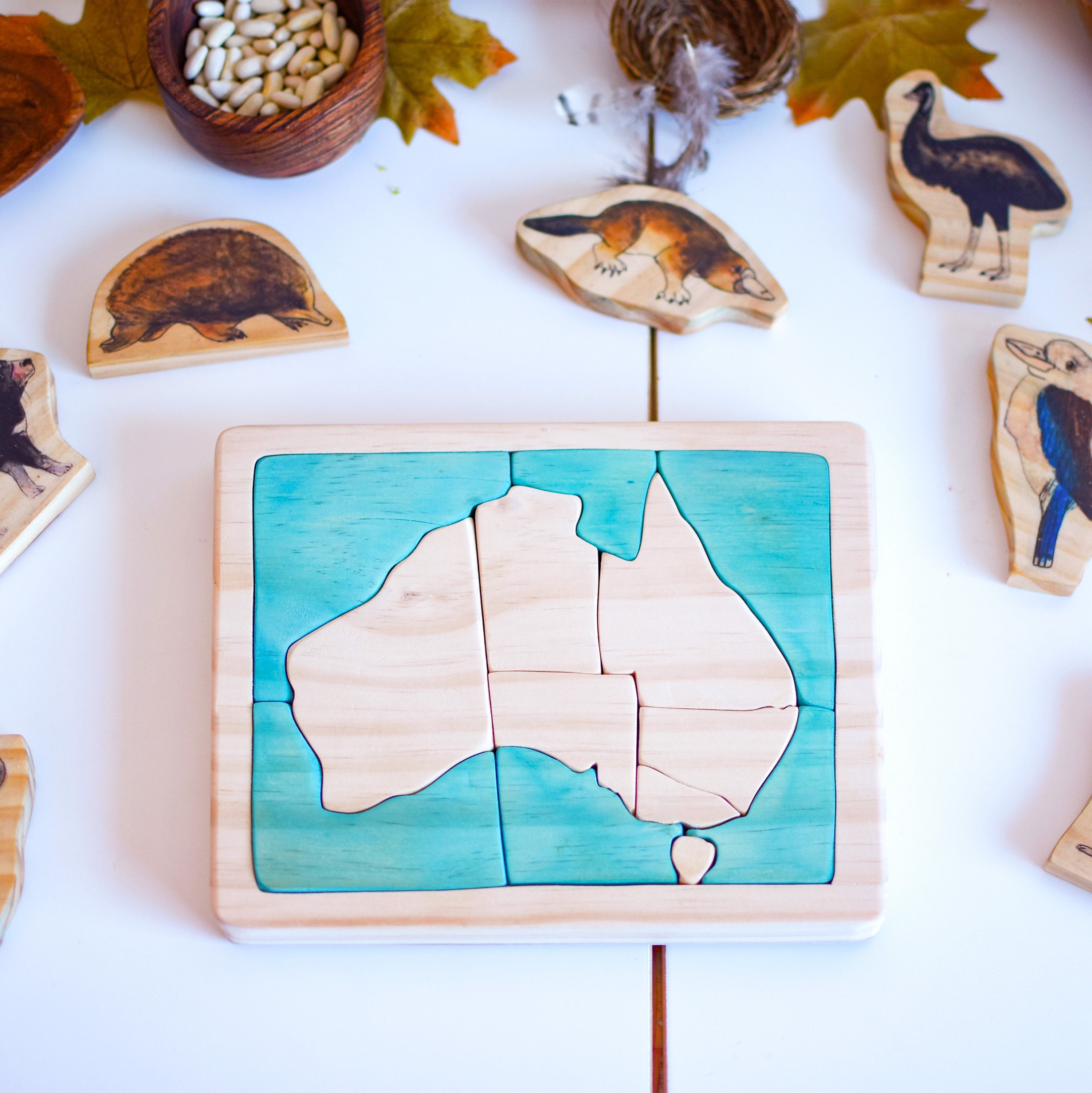 Australia Australian Map Wooden Jigsaw Puzzle Etsy