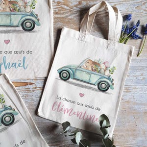 Personalized Easter bag with bunny and chick / Small bunny Easter bag / Personalized children's Easter basket / Children's Easter basket