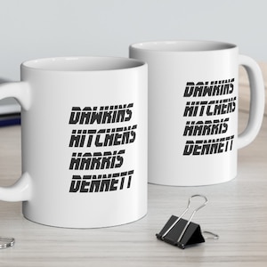The Four Horsemen Atheist Mug: Dawkins, Hitchens, Harris, Dennett