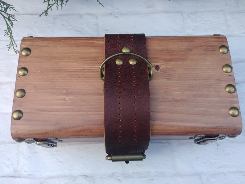 Unique Treasure chest with lock Large wooden chest with handle Keepsake box for men Vintage jewelry chest Rustic wood Memory box for dad