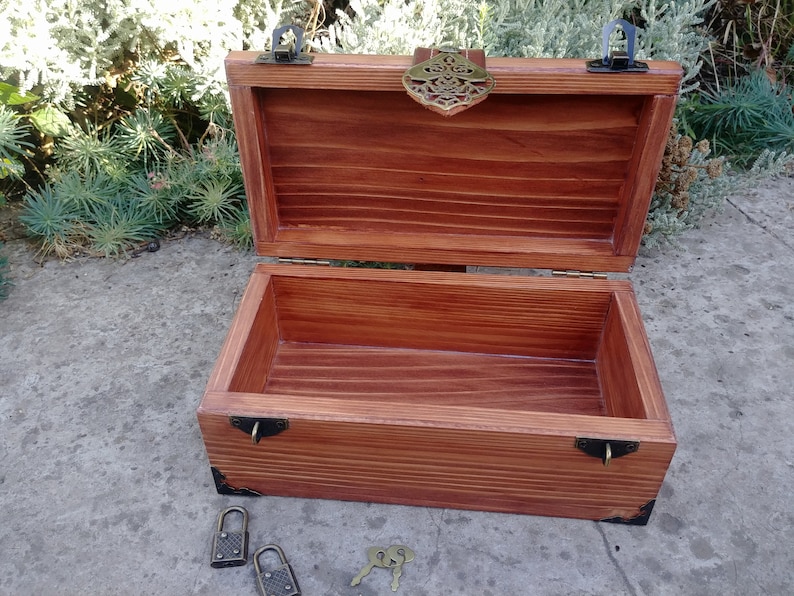 Treasure chest with lock Wooden treasure box Lockable wood Etsy