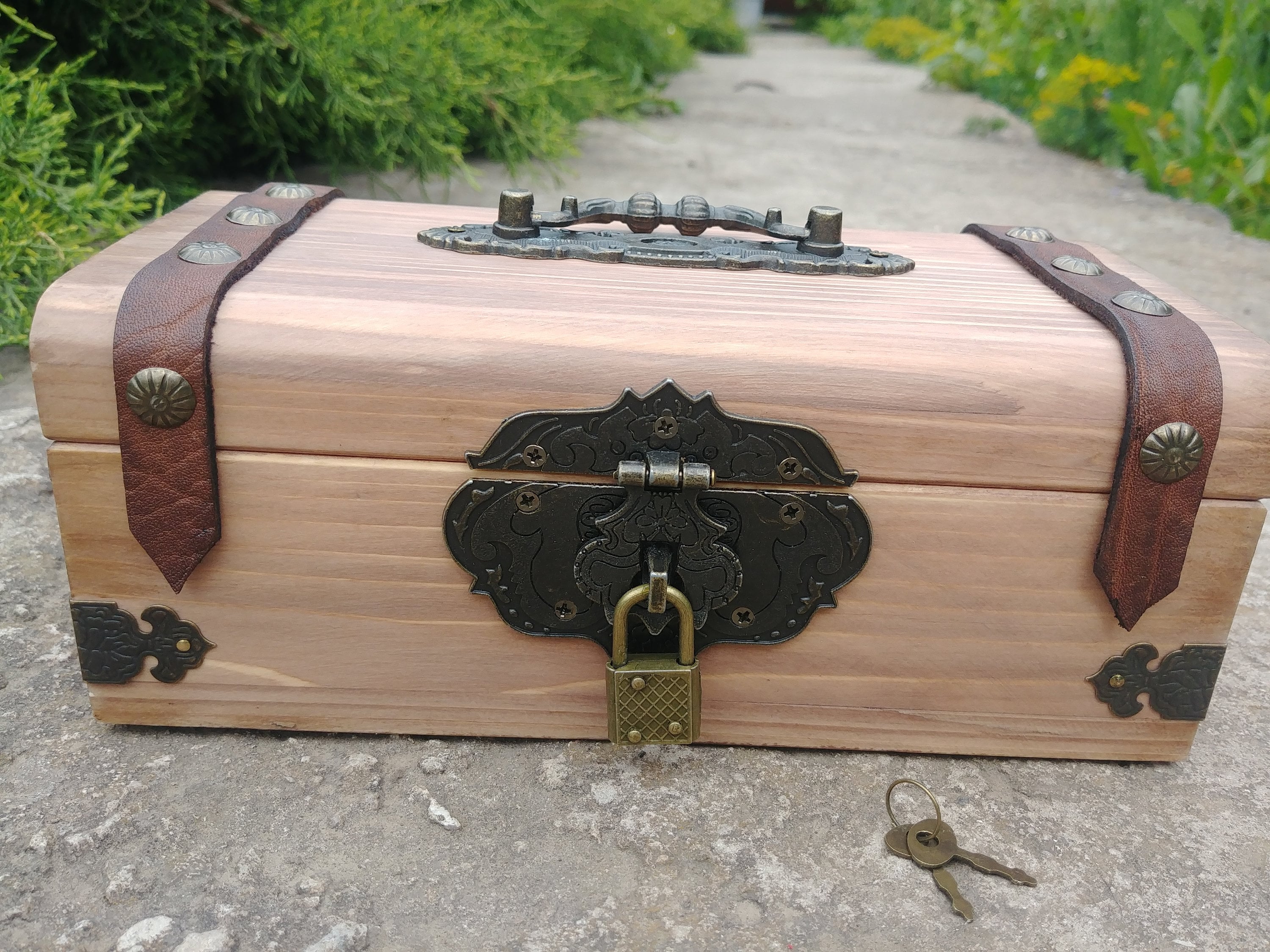 Treasure chest with lock Wooden storage Keepsake chest Wood Etsy