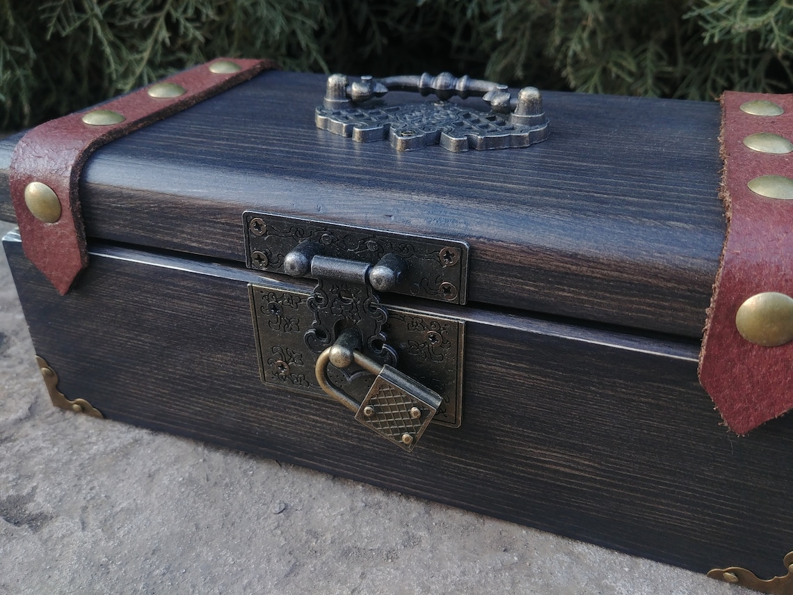 Treasure chest with lock Wooden storage Keepsake chest Wood Etsy